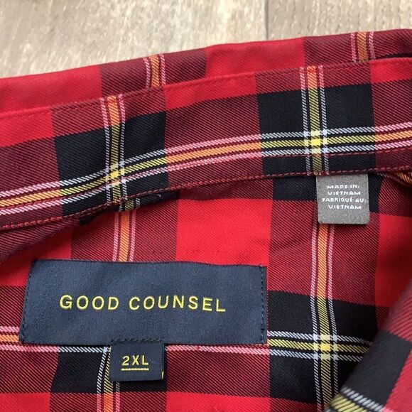 Mens Good Counsel Plaid Button Up Casual Shirt‎ - Picture 4 of 6